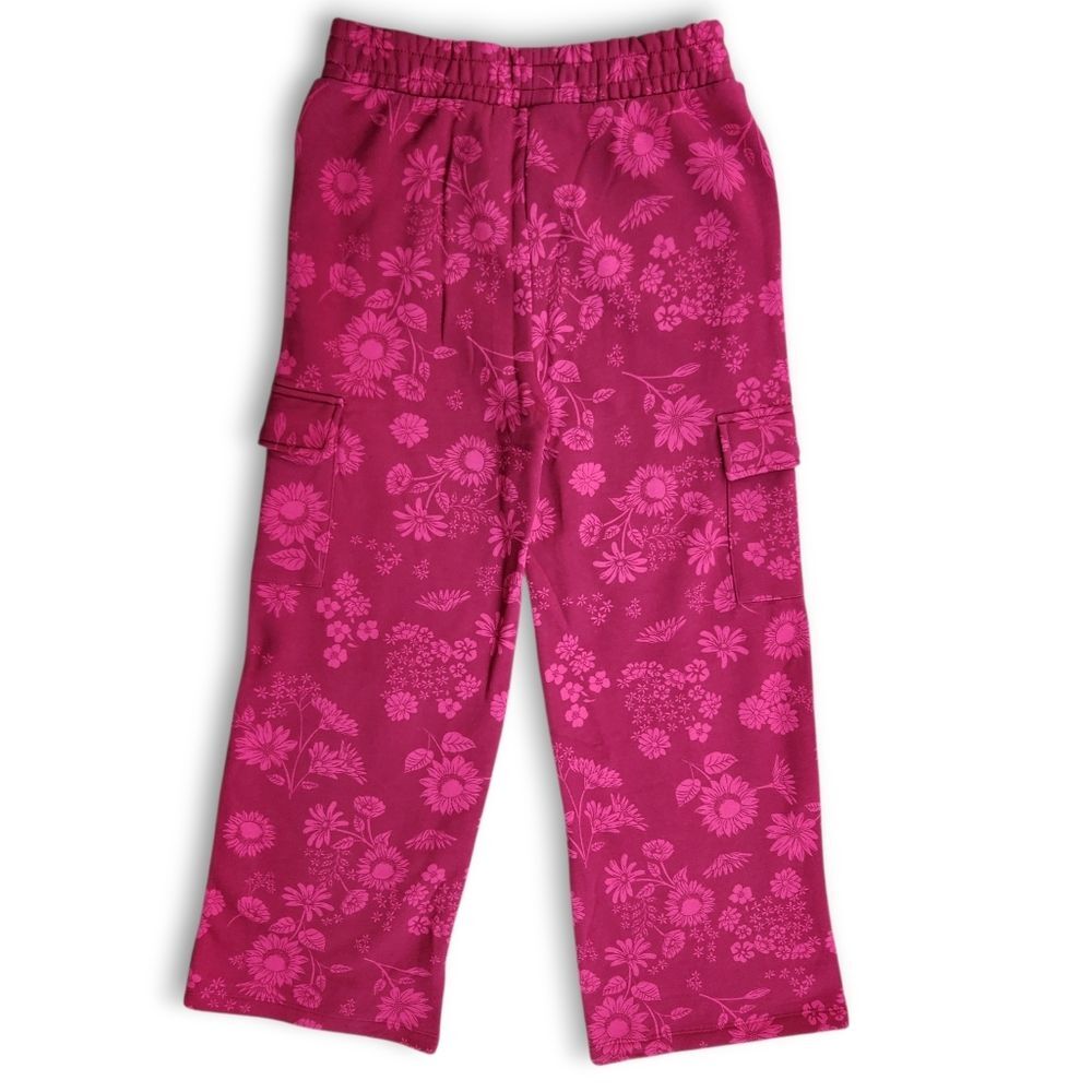 GAP Original Youth Red Pink Cozy Fleece Cargo Wide-Leg Sweatpant Size L (14/16) - Picture 6 of 11